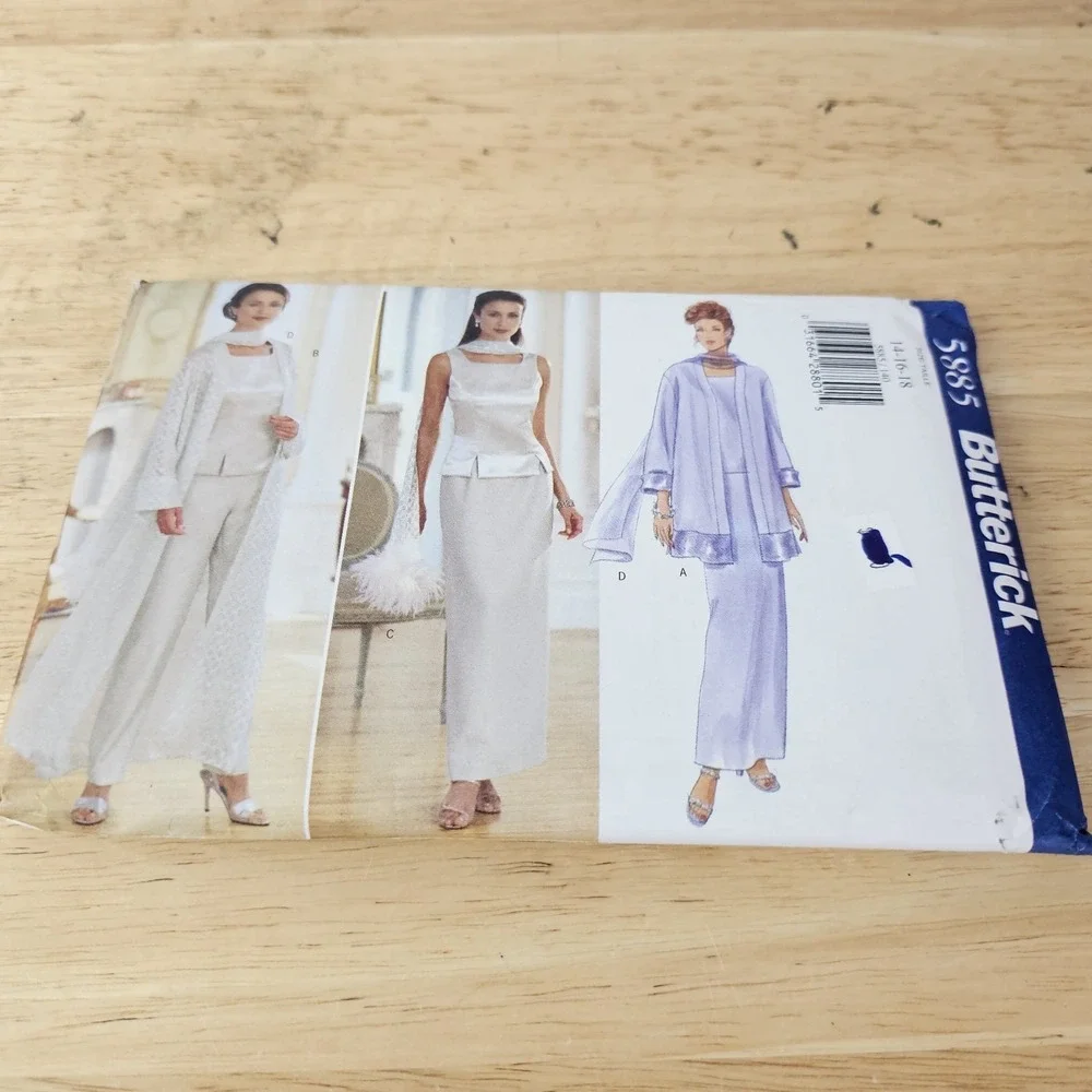 Butterick 5885  Misses Duster Top Skirt, Pants ‎ sz 14 16 18 Sewing Pattern